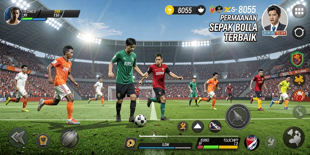 Tampilan gameplay yang mendebarkan dari permainan sepak bola 8055.