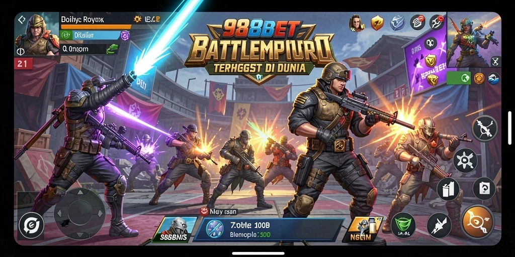 Gameplay seru 988BET di arena Battle Royale yang penuh aksi.