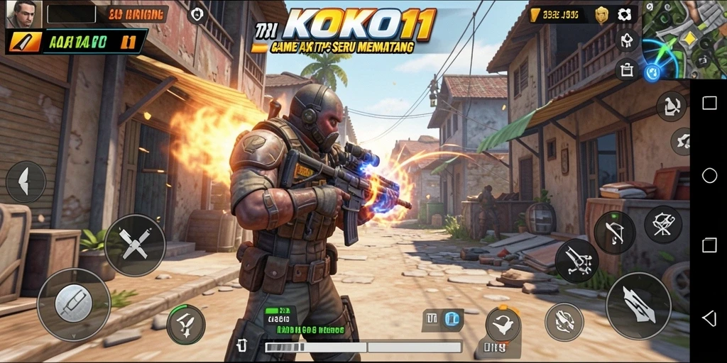 Screenshot yang menunjukkan aksi intens dalam game TPS KOKO11.
