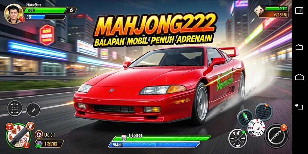 Tampilan seru dari gameplay balapan mobil di MAHJONG222.