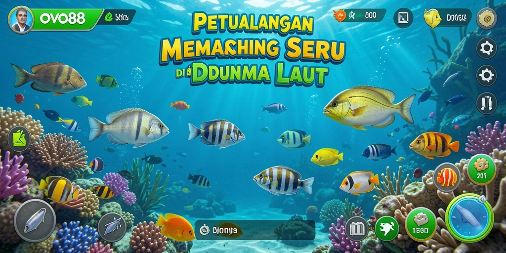Screenshot game OVO88 menunjukkan aksi memancing yang mendebarkan.