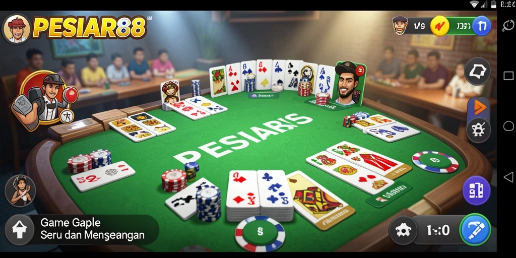 Tampilan menarik gameplay Gaple di PESIAR88 yang menegangkan.