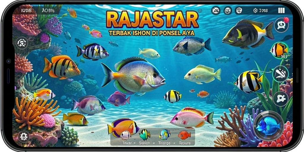 Tampilan gameplay RAJASTAR menampilkan momen menegangkan saat berburu ikan.