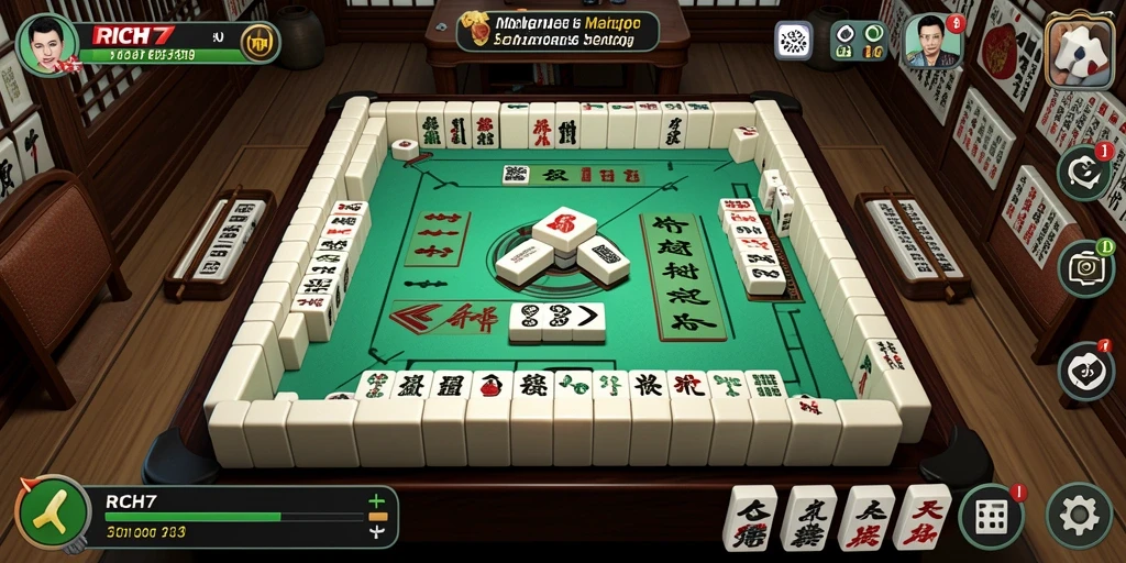 Screenshot RICH7 menampilkan gameplay Mahjong yang menakjubkan dan menarik.