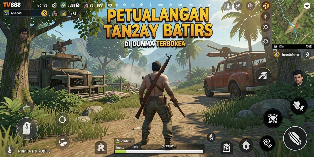 Tangkapan layar gameplay TV888 menampilkan petualangan di dunia terbuka yang luas.